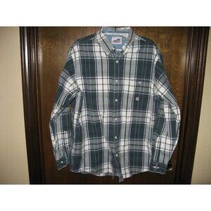 Mens Cowboy Hardware Blue Plaid LS Western BOHO Button Down Shirt Size XL